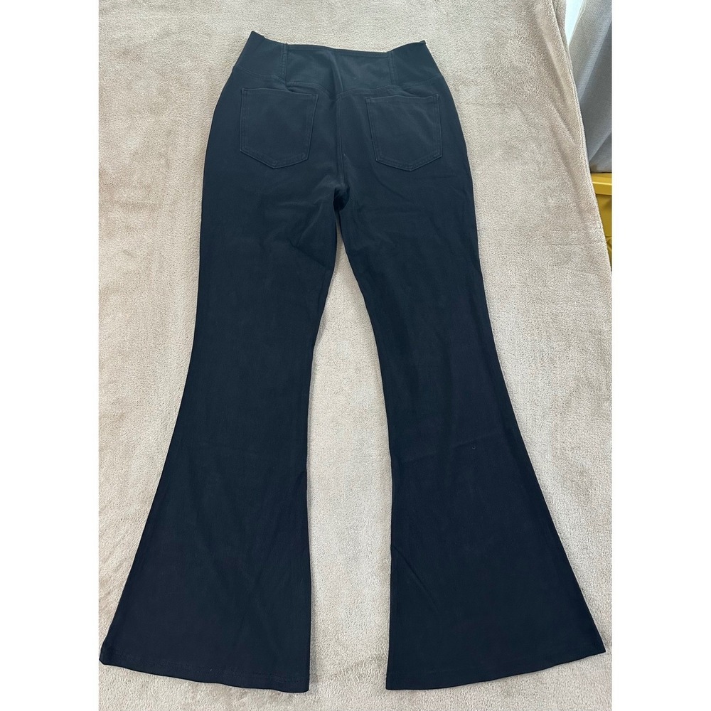 Halara Flex Denim Flare Pants Womens Large Tall Black High Waisted Crossover NEW - Picture 9 of 15
